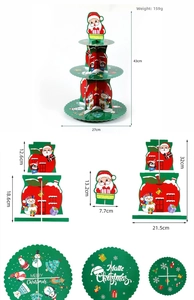 Support à cupcakes de Noël à 3 niveaux en papier avec guide de montage et dimensions