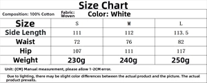 Size chart for women's asymmetric jacket and wide-leg trousers set with measurement details
