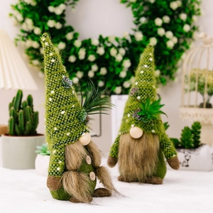 Set di due gnomi a maglia con cappelli succulenti per decorazioni domestiche