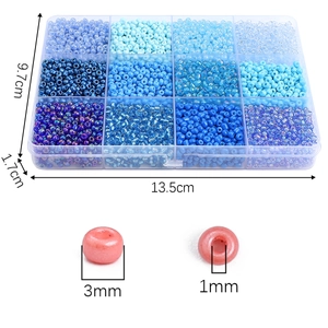 3mm blaue Glasperlen-Set in 12-Raster Aufbewahrungsbox für DIY Schmuckherstellung