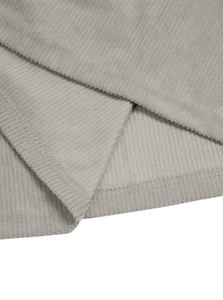 Close-up of grey corduroy fabric texture and high-quality hem stitching detail