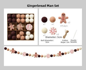 Detailed DIY felt garland kit with gingerbread man charms and colorful wool balls