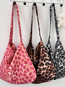 Leopard Print Shoulder Bag Large Capacity Canvas Polyester Tote Hobo Handbag Wide Strap Daily Fashion For Women