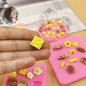 Mini silicone molds set for miniature food like croissants, cheese, and waffles baking