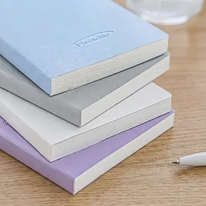 Morandi PU leather daily planner notebooks with Planwith embossed design in four colors