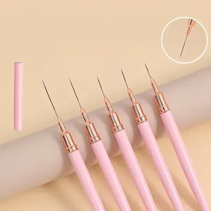 Nail Art Liner Brushes Ultra Fine Drawing Painting Professional Aluminum Handle Copper Ferrule Nylon Bristles Multicolor