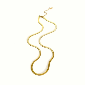 Minimalist 18K gold-plated stainless steel snake chain necklace with lobster clasp