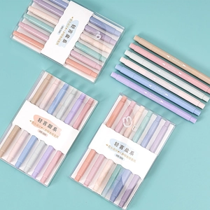 Morandi dual-tip highlighter set with soft pastel colors for school and office notes