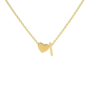 Minimalist 18k gold plated stainless steel necklace with heart and bar pendant