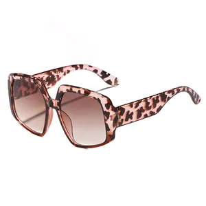 Oversized square tortoiseshell sunglasses for women with gradient brown lenses