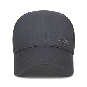 Dark grey business casual baseball cap with Leia embroidery and structured curved brim
