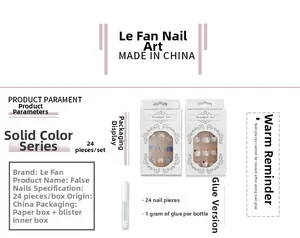Detail view of 24pcs matte solid color short press-on nails packaging and contents