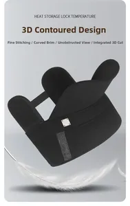 Close-up of flat top winter cap featuring 3D cut ear protection and thermal lining