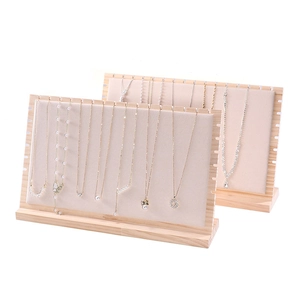 Wooden Necklace Display Stand Jewelry Holder Organizer With Velvet Lining Multi Slot Pendant Showcases For Shop Retail Home