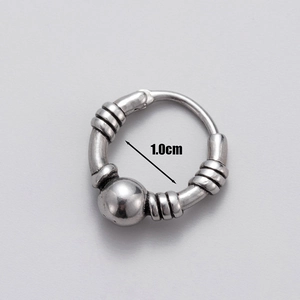 Vintage stainless steel skull hoop earring with 1.0cm inner diameter and screw textures