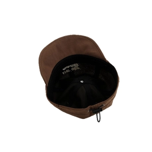 Brown baby baseball cap with SASY letter embroidery and adjustable elastic drawcord