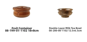 Handcrafted vintage wooden fruit jar with lid and double-layered wooden bowl set
