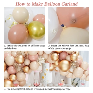 Guide d'assemblage d'arche de ballons or rétro avec ruban de fixation pratique