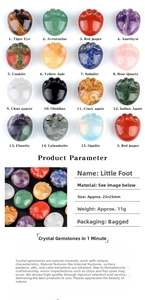 Macro shot showing diverse textures and colors of natural gemstone mini foot ornaments
