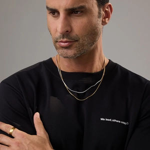 Classic 18K gold and silver stainless steel snake bone chain necklaces for men's fashion