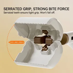 Portable pet pooper scooper with 9.5cm wide opening and strong serrated teeth for dogs