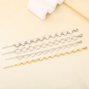 Detailed set of titanium steel bracelets featuring star, heart, and cross pendant charms