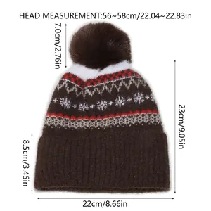 Größentabelle für Winter-Strickmütze mit Kopfumfang 56-58cm und Detail-Maßen