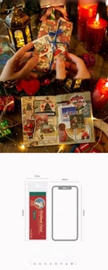 Detailed size comparison of Christmas theme sticker book with festive journal decorations