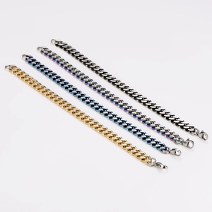9mm stainless steel Cuban link bracelets in gold, blue, purple and dual-tone finishes