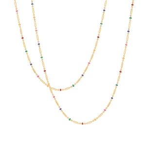 Bohemian Titanium Steel Rainbow Drip Oil Necklace For Women 18K Gold Plated Delicate Chain Multicolor Beads Choker Jewelry