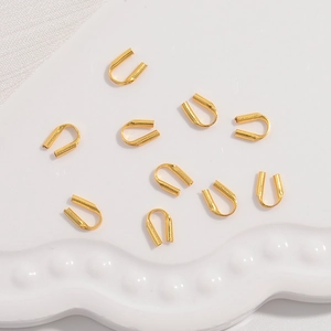 Golden S925 sterling silver U-shaped wire guards for DIY jewelry making and beading projects