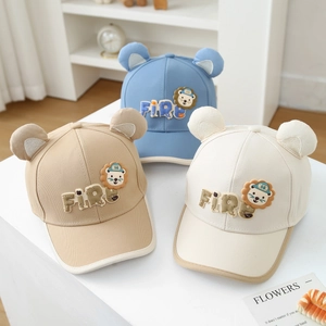 Casquette De Baseball Enfants Coton Chapeau Soleil Bébé Avec Oreilles 3D Patch Lion Ajustable Pour Garçons Filles