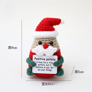 Handmade crochet Santa Claus potato doll, cute desktop ornament, cozy knit holiday gift.