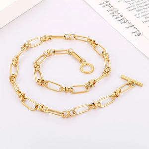 Men Stainless Steel Toggle Clasp Chain Necklace And Bracelet With Rectangular Plate Tag Hip Hop Industrial Style Jewelry