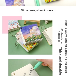 Detail of oil painting style ring-bound notebook featuring 80 sheets of premium paper