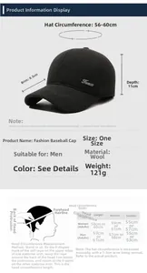 Size chart showing baseball cap dimensions including 8.5cm brim and 56-60cm circumference