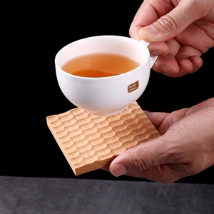 Japanese style lotus root shape beech wood coaster set for tea and coffee cups