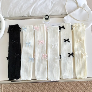 Jambières Lolita Pour Femmes Tricot Côtelé Coton Nœud Style Japonais Balletcore Chaussettes Doux Kawaii