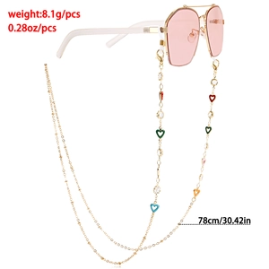 78cm handmade eyeglass chain with colorful heart charms and beads for women
