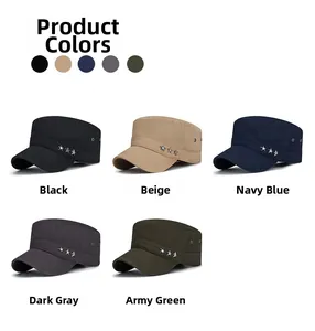 Five colors of cotton cadet caps with metallic star studs in black, navy, grey and green