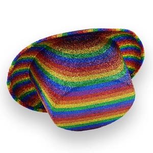 Regenbogen Gestreifter Pailletten Zylinder für Karneval und Bühnenauftritte