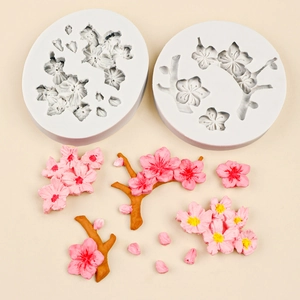 Stampi in silicone a fiore di ciliegio per decorazione torte e artigianato con dettagli floreali
