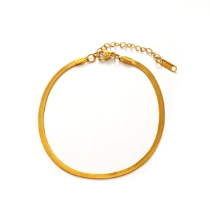 Minimalist gold stainless steel snake chain anklet with extension and lobster clasp