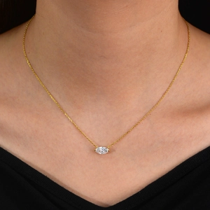 Elegant S925 sterling silver marquise zircon pendant necklace in gold finish for women