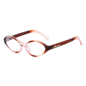 Classic oval sunglasses with amber brown gradient lenses and a semi-transparent frame
