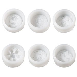 6er-Pack runde Silikonformen mit Blumenrelief für handgemachte Seife und Kuchendekoration