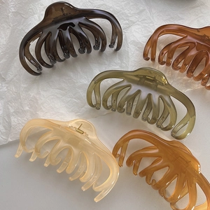 French Elegant Octopus Claw Hair Clip Large Jelly Color Hair Catch Shark Clip For Women Thick Hair Styling Accessories