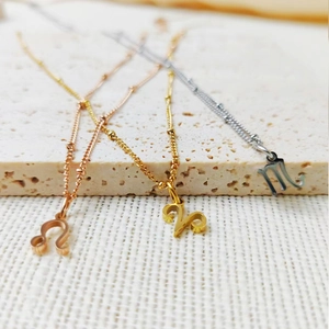 Elegant stainless steel zodiac sign pendant necklaces in gold rose gold and silver finish