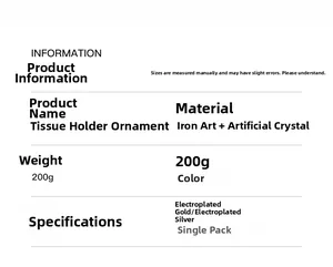 Detailed specifications of crystal oval napkin holder in gold and silver plating finish