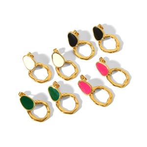 Bohemian 18K gold plated titanium earrings with colorful enamel cutout charms